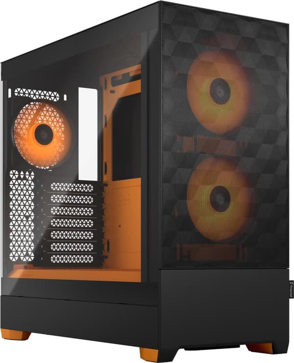 Fractal Design Pop Air RGB - Tower - ATX - sidopanel med fönster (härdat glas) - ingen strömförsörjning (ATX) - orange, klar, tonad - USB/Audio - för Svart, Orange