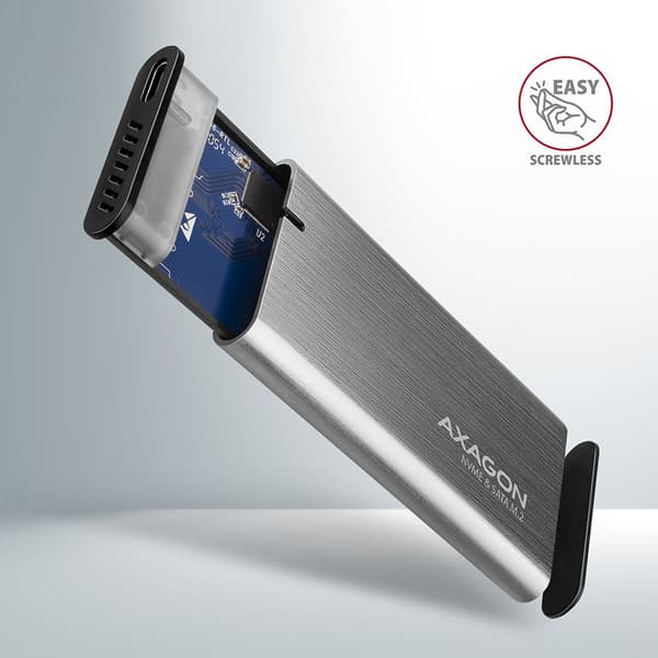 AXAGON EEM2-SG2 RAW BOX Eksternt kabinet til M.2 SSD'er USB-C 3.2 Gen 2 - sølv Grå
