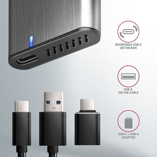 AXAGON EEM2-SG2 RAW BOX Externt fodral för M.2 SSD-diskar USB-C 3.2 Gen 2 - silver