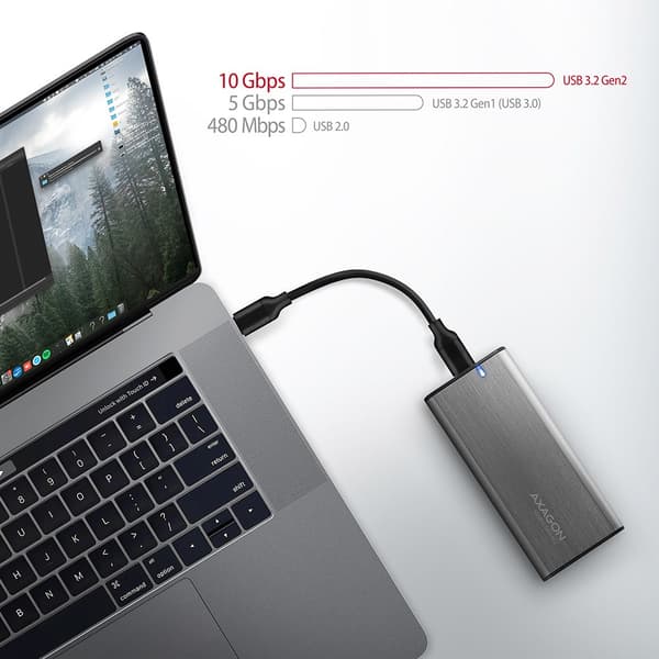 AXAGON EEM2-SG2 RAW BOX Externt fodral för M.2 SSD-diskar USB-C 3.2 Gen 2 - silver