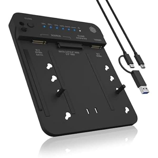 HDD/M.2 NVMe dockningsstation - ICY BOX - USB 3.2 Gen 2 kloning - 10 Gbit/s - Kompatibel 2.5/3.5" & M.2 SSD