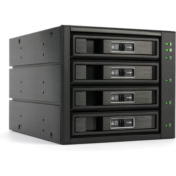 Backplane - FANTEC - BP-T3141 - 4 hårddiskar 3.5/2.5 - Fläkt 80 mm - Svart aluminium