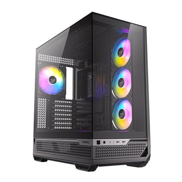 ANTEC C7 ARGB Mid Tower-väska (svart) med härdat glasfönster, kompatibel med ASUS BTF, MSI Project Zero, Gigabyte Stealth.