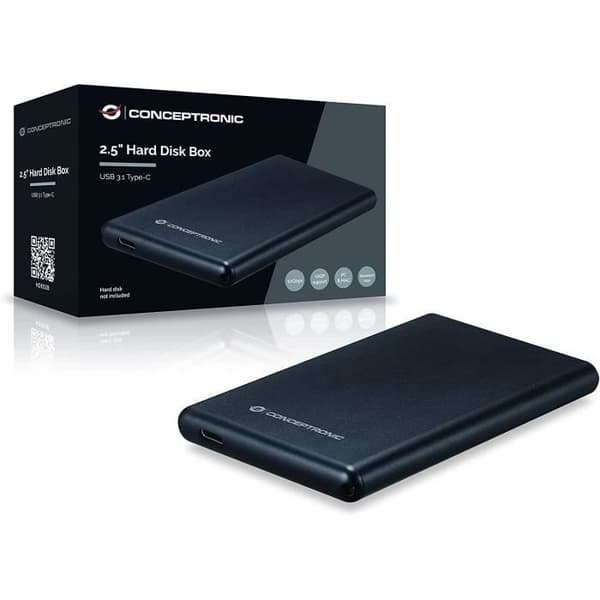 Hårddisklåda - CONCEPTRONIC - 2,5 USB 3.1 Typ-C - Svart - Kompatibel med 2,5 tum - USB 3.1