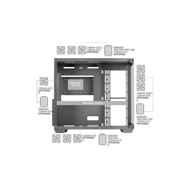 Spelchassi - Mars Gaming - MCV4 - Vit - E-ATX - Ramat glas utan ram