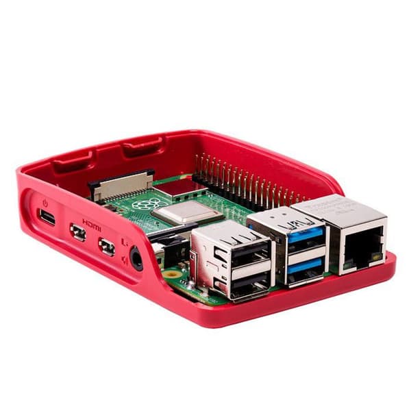 PC-kapsling - Raspberry Pi - 4 - Röd och vit - Skydd - Åtkomst till anslutningar