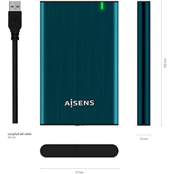 Externt hölje för 2,5" SATA A USB 3.0/USB3.1 GEN1 hårddisk - AISENS - ASE-2525PB - Pacific Blue