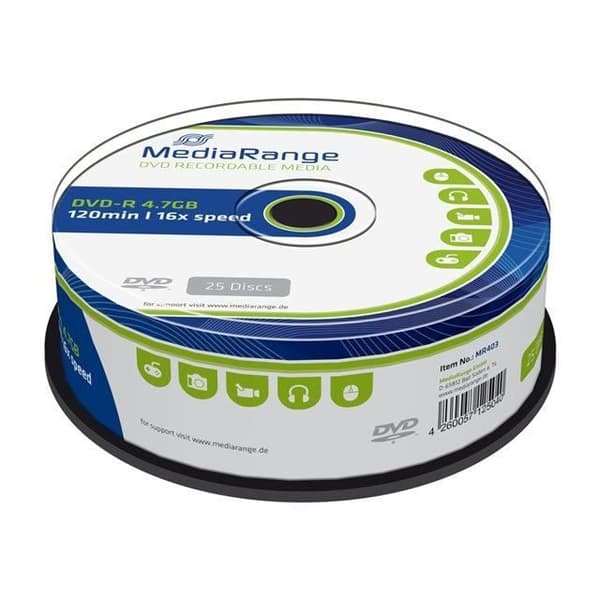 Mediarange MR403 DVD-R 4,7 GB 16x Cake Box Pack om 25