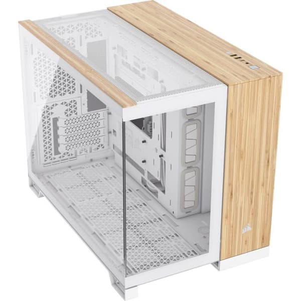 Mini Tower Chassi Micro ATX - CORSAIR - 2500X - Vit/Brown - USB 3.0 - Glaspaneler Bamboo, Vit