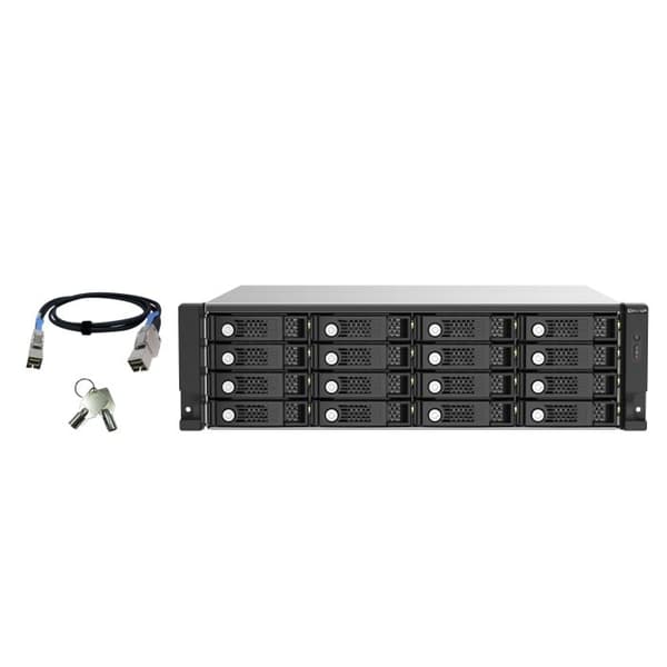 Hårddisk/SSD-kabinett - QNAP - TL-R1620SEP-RP - 16 fack - SAS 12Gbps - JBOD Svart, Grå