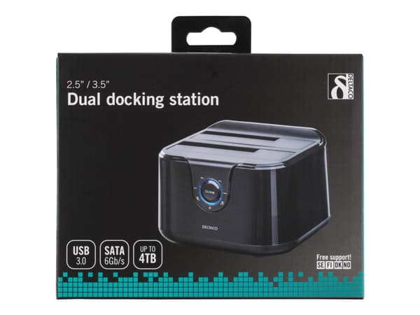 DELTACO MAP-GD35U3 - Lagringskontroller - 2,5" / 3,5" delt - SATA 3Gb/s - USB 3.0 - svart