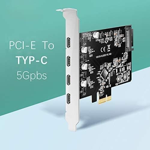 Maiwo KC019 PCI Express X1-kort til 4 Ekstern USB 3.1 5Gbps Type C