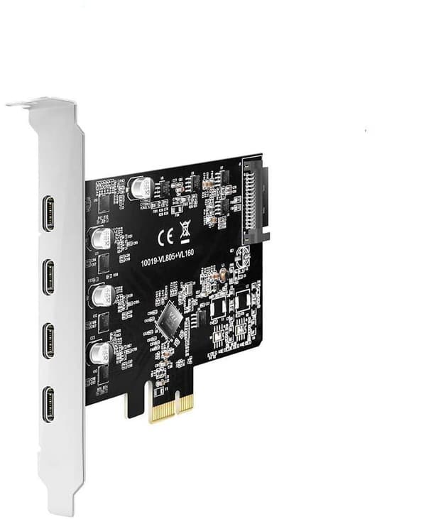 Maiwo KC019 PCI Express X1-kort til 4 Ekstern USB 3.1 5Gbps Type C