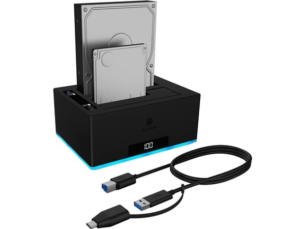 ICY BOX IB-127CL-U3 - Fast tilstand / harddiskstasjonsoppstilling - 2 brønner (SATA-600) - USB 3.2 Gen 1 (ekstern)