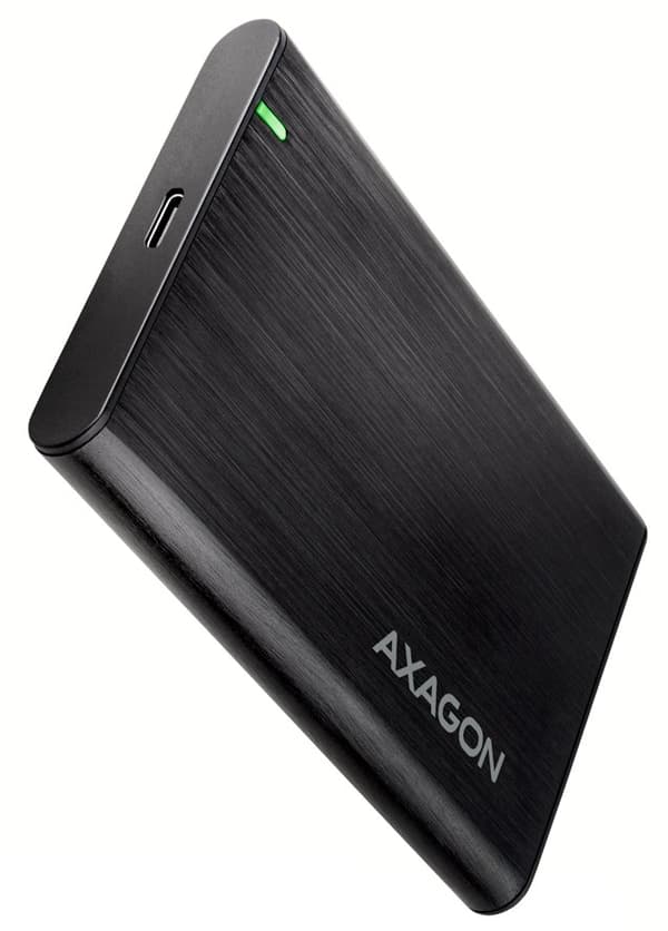 AXAGON Screwless aluminum USB 3.2 Gen 1 - SATA 6G external box for 2.5" SSD/HDD | EE25-A6C Svart