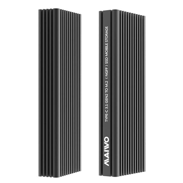 Maiwo K1687P2 M.2 SATA ja NVMe SSD -yhdistelmä–USB3.1 GEN2, 10 Gb/s, ulkoinen kotelo, alumiinia
