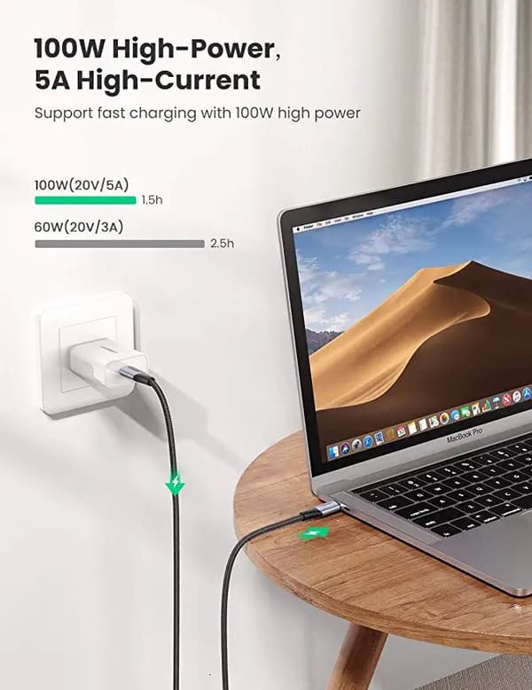 UGREEN USB-C to USB-C Cable 100W, USB C 3.2 Gen 2 Power Delivery, 10Gbps 4K Video