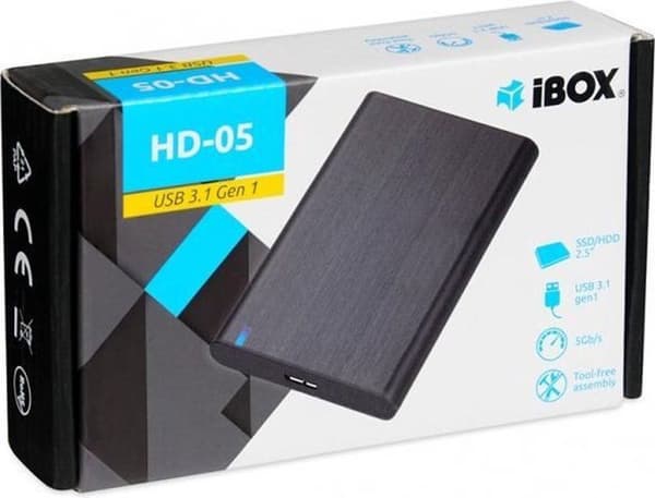 iBox HD-05 HDD/SSD-kabinett Svart 2,5"