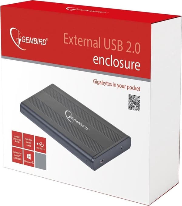 Gembird EE2-U2S-5 lagringsenhet hölje HDD-hölje Svart 2,5"