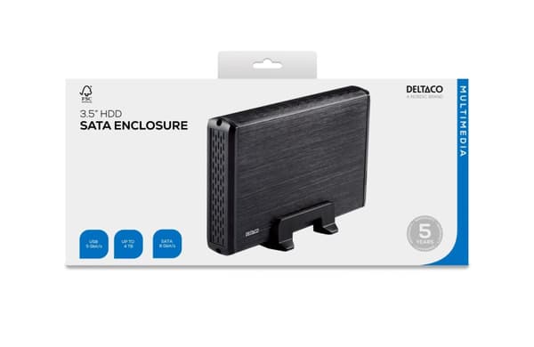 DELTACO eksternt kabinet til 1x3,5" SATA-harddisk, <b>SATA 6Gb/s</b>,