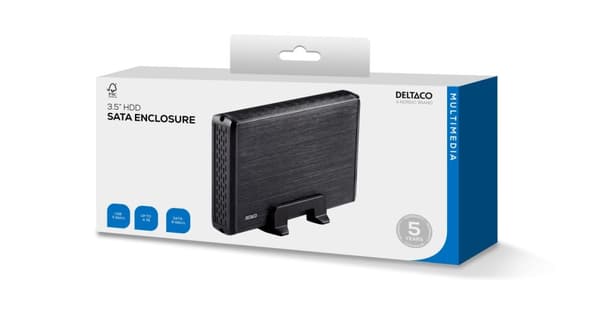 DELTACO eksternt kabinet til 1x3,5" SATA-harddisk, <b>SATA 6Gb/s</b>,