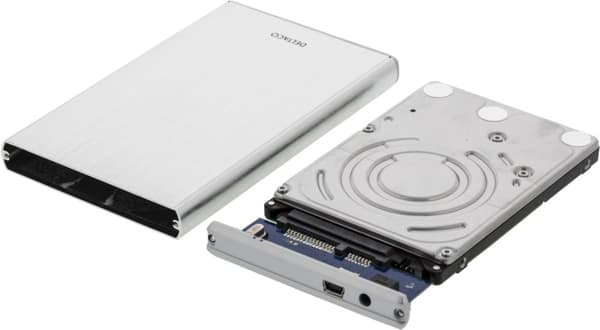 DELTACO ulkoinen kotelo 1x2,5" SATA 6Gb/s-kiintolevy, USB3, hopea