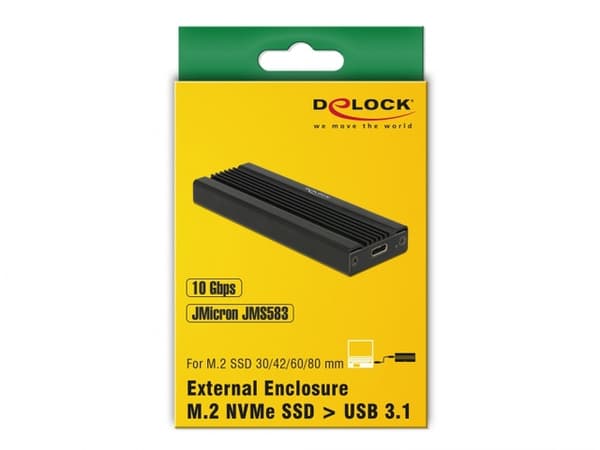 Delock External Enclosure for M.2 NVMe PCIe SSD with SuperSpeed USB 10 Gbps (USB 3.1 Gen 2) USB C-fe