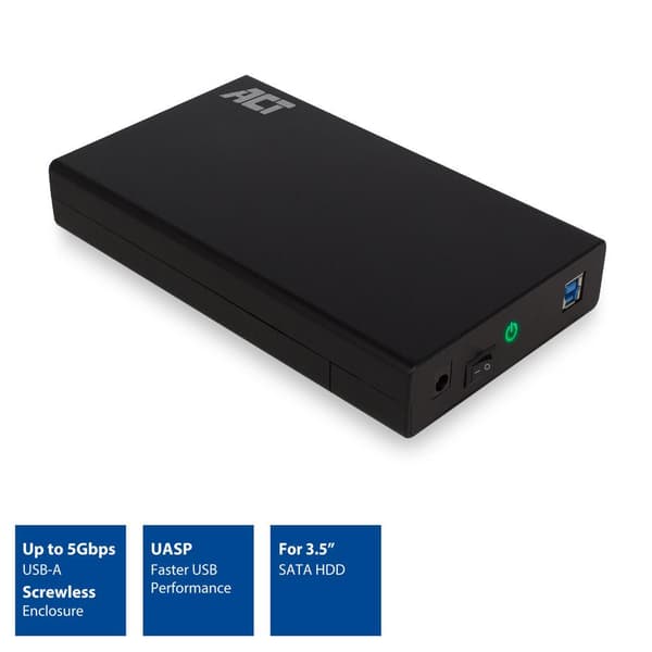 Enclosure /HDD-RACK/ ACT AC1405, 3.5", SATA, USB 3.1 Gen1 (USB 3.0), Black