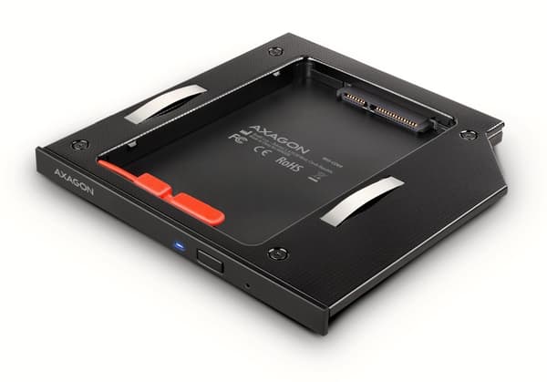 RSS-CD09 Ramka na 2,5" SSD-HDD do gniazda DVD, 9.5mm LED aluminium Sort
