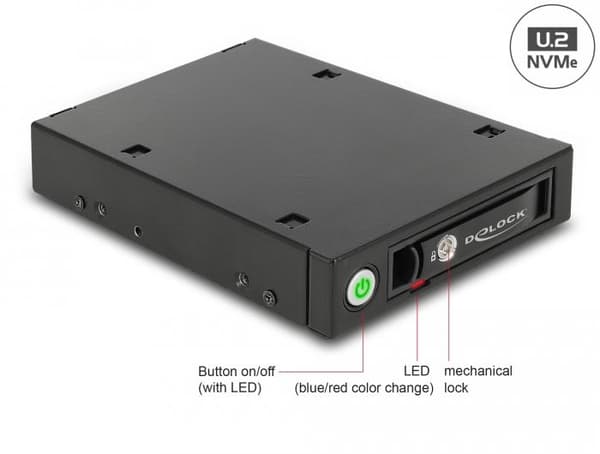 Delock 3.5″ Mobile Rack for 1 x 2.5″ U.2 NVMe SSD or SATA / SAS HDD / SSD