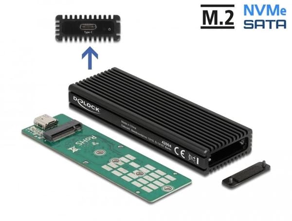 Delock External USB Type-C™ Combo Enclosure for M.2 NVMe PCIe or SATA SSD