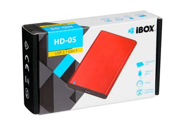 iBox HD-05 HDD/SSD kabinet Rød 2,5"