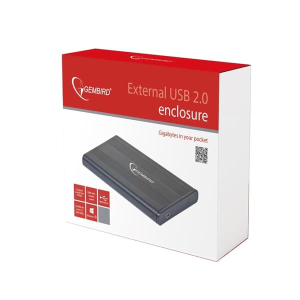 Gembird EE2-U2S-5 lagerdrev kabinet HDD kabinet Sort 2,5"