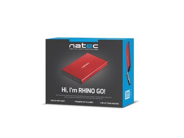 NATEC HDD KASSETT RHINO GO (USB 3.0, 2.5", RØD)