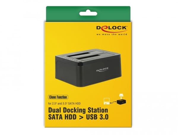 Delock USB 3.0 Dual Docking Station for 2 x SATA HDD / SSD with Clone Function
