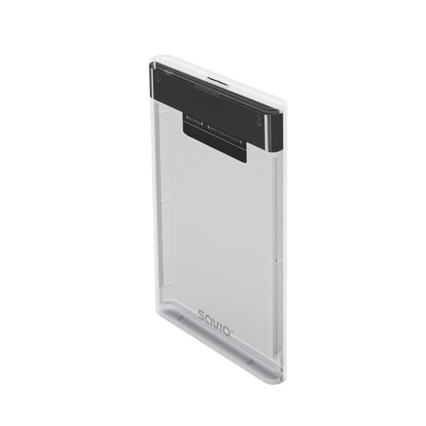 Savio 2,5" ekstern HDD/SSD-kabinet, USB 3.0, gennemsigtig, AK-66