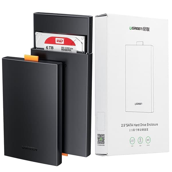 Ugrønn lomme SSD / HDD diskdeksel 2.5 USB 3.0 SATA svart (CM237) Sort