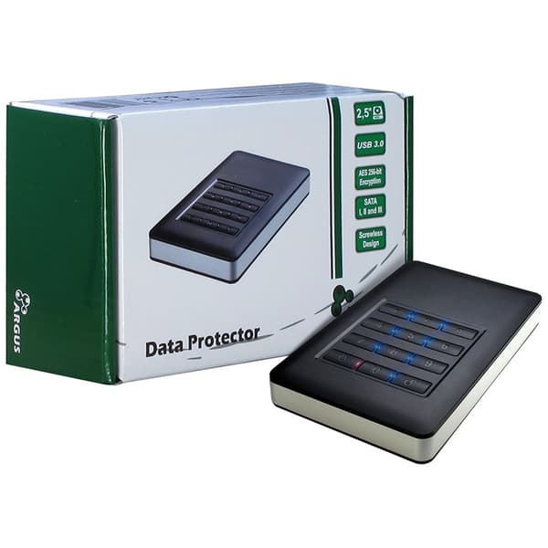 Enclosure HDD Rack Inter-Tech Argus GD-MSLK01 2.5" USB 3.0, 256-bit AES Encryption Gjuten aluminium, Svart