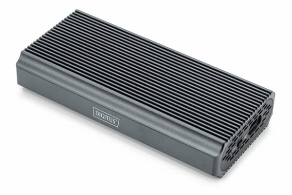 Digitus USB M.2 -kiintolevykotelo, SSD, ulkoinen, NVMe, 40 Gbps, USB 4.0, alumiini, työkaluton Harmaa