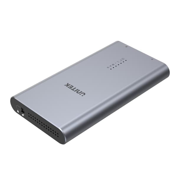 UNITEK S1206A SolidForce USB-C til PCIe/NVMe M.2 SSD 10 Gbps dobbeltbåskabinet med offline-klon Sort, Grå