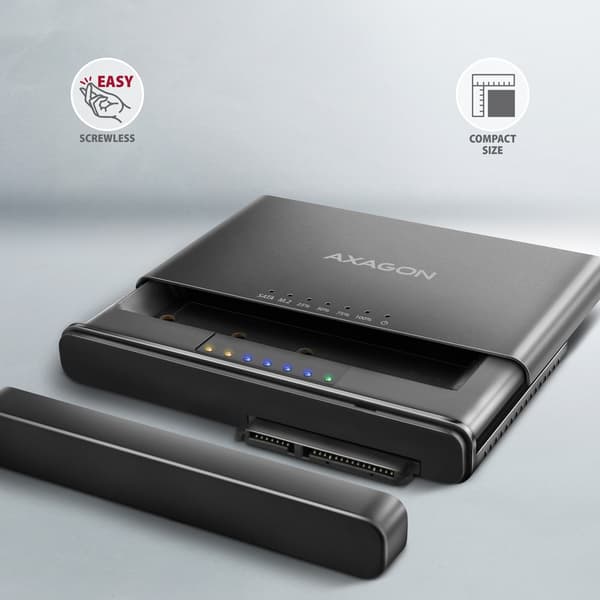 Axagon ADSA-CC USB-C 10Gbps - NVMe M.2 SSD & SATA 2.5/3.5 SSD/HDD CLONE MASTER 2 - Digital/Data - NVMe USB 3.2 Gen 2 (3.1 Gen 2) Typ-C Svart