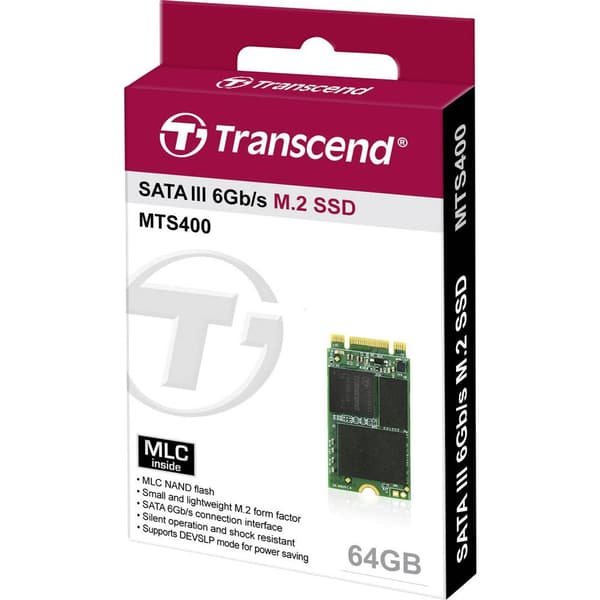 Transcend 400S 64 GB Intern SATA M.2 SSD 2242 M.2 SATA 6 Gb/s Box TS64GMTS400S