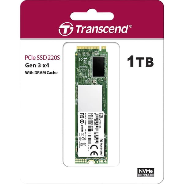 Transcend 220S 1 TB Intern NVMe/PCIe M.2 SSD M.2NVMe PCLe 3.0 x4 Box TS1TMTE220S