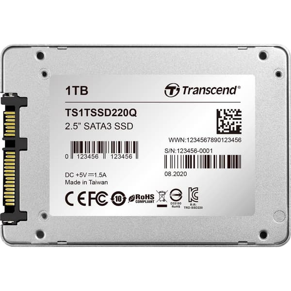 Transcend SSD220Q 1 TB SSD-Hårddisk 2.5 SATA 6 Gb/s Box TS1TSSD220Q