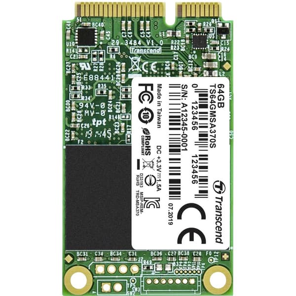 Transcend 64 GB SSD-hårddisk mSATA SATA 6 Gb/s Box TS64GMSA370S