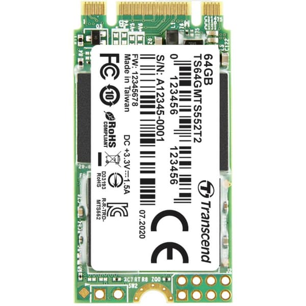 Transcend MTS552T2 64 GB Intern SATA M.2 SSD 2242 SATA 6 Gb/s Industrial TS64GMTS552T2