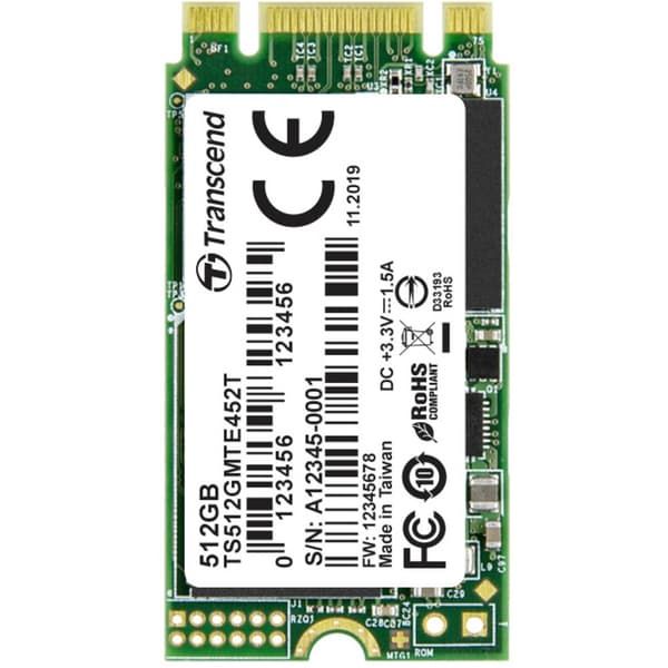 Transcend MTE452T 512 GB Interne M.2 PCIe NVMe SSD 2242 M.2 NVMe PCLe 3.0 x2 Industrial TS512GMTE452T