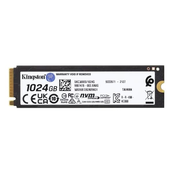 KINGSTON - Intern SSD - KC3000 - 1024GB - M.2 NVMe (SKC3000S/1024G)