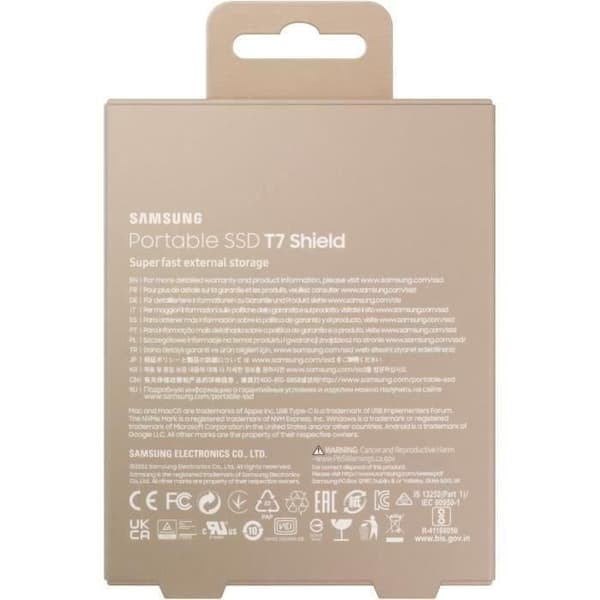 Extern Solid State Drive - SAMSUNG - T7 Shield - 2 TB - USB 3.2 Gen 2 (USB-C-kontakt) (MU-PE2T0K/EU)