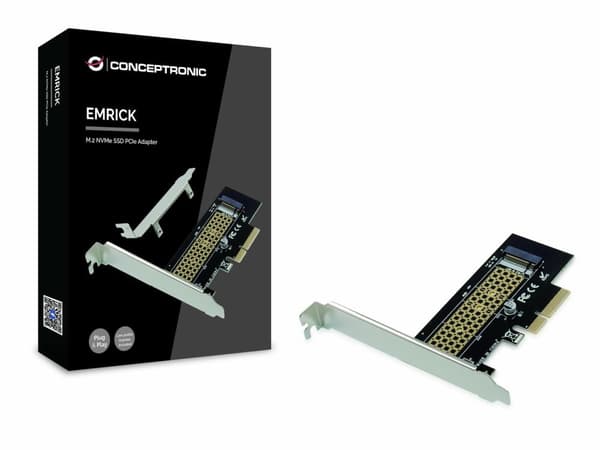 Conceptronic EMRICK M.2 NVMe SSD PCIe-adapter - PCIe - M.2 - PCIe 3.0 - Passiv - Kina - 32 Gbit/s (EMRICK05B)